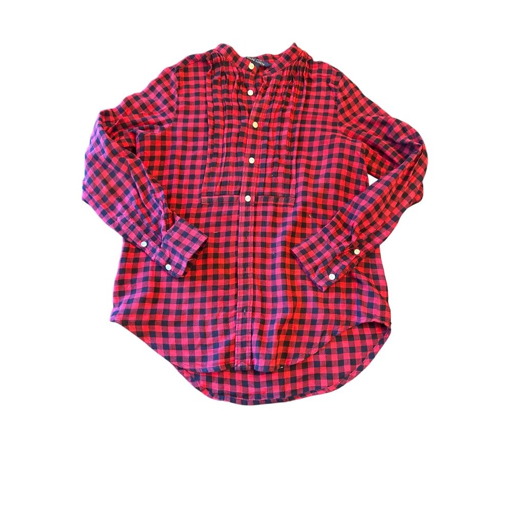 Ralph Lauren‎ Polo Girls Red & Black Plaid Button-Down Shirt Size 12